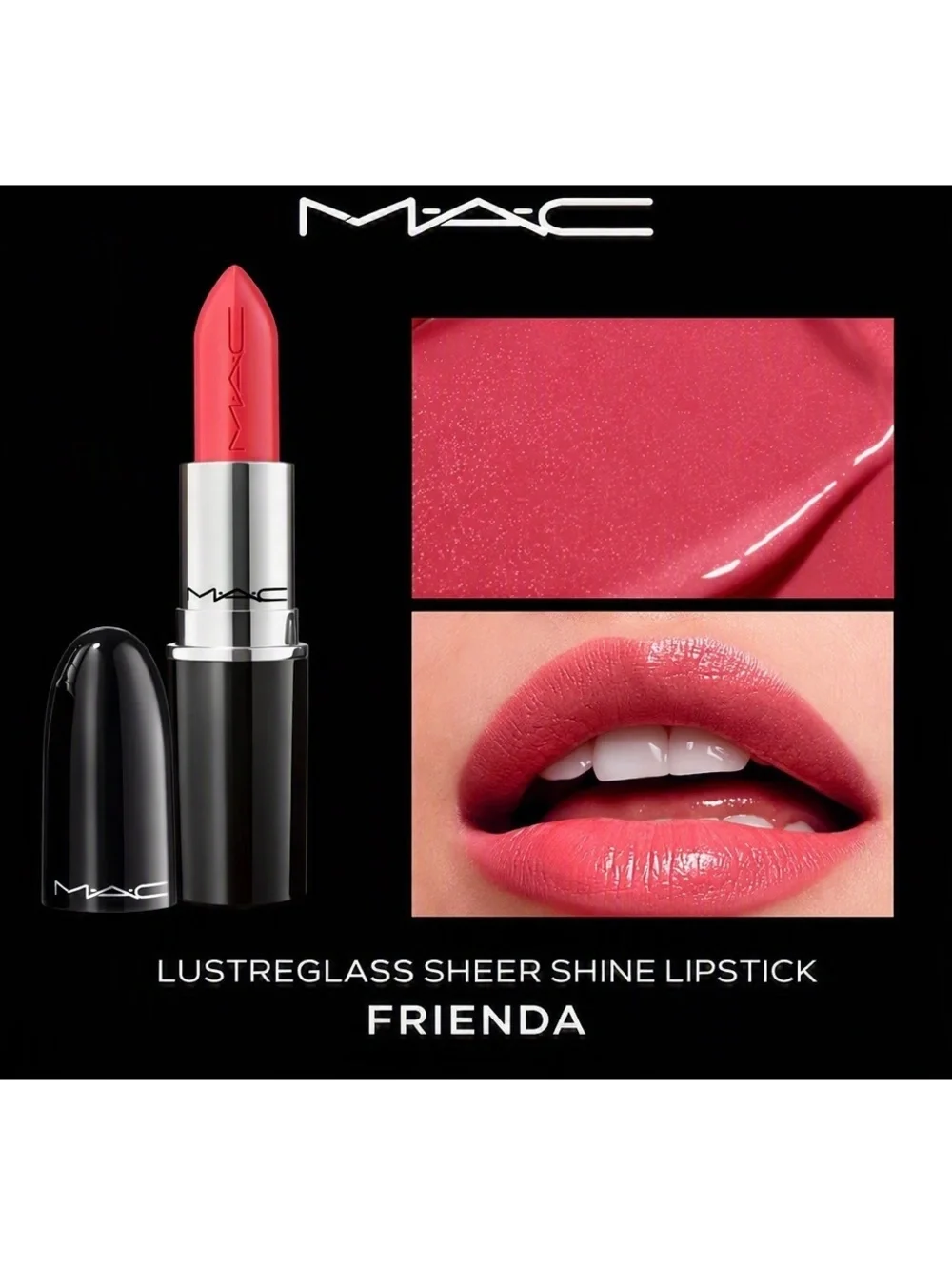 MAC Cosmetics Lustreglass Sheer-Shine Lipstick in 560 FriendA • Brand New in Box